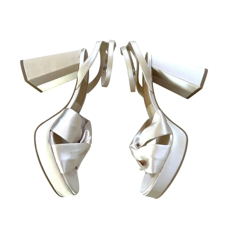 Dolce Vita Parlo Ivory Satin Platform Heels Ankle Strap Bridal Wedding 9